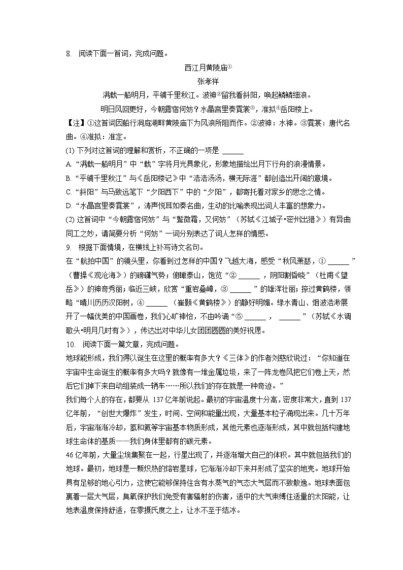 2023年四川省眉山市中考语文试卷（含答案解析）03