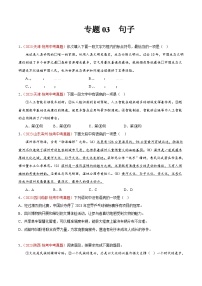 2023年中考语文真题分类汇编——专题03  句子（全国通用）