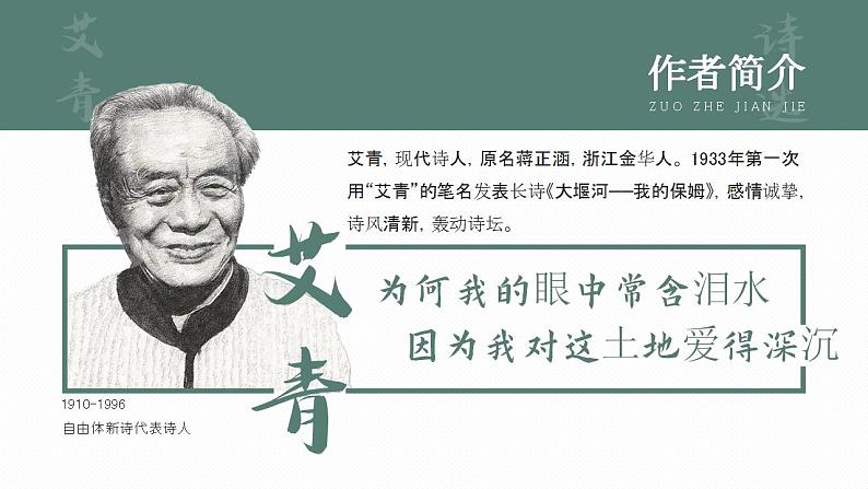 人教部编版语文九年级上册 名著导读-艾青诗选  课件02