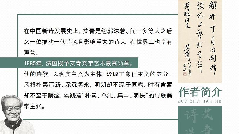 人教部编版语文九年级上册 名著导读-艾青诗选  课件04