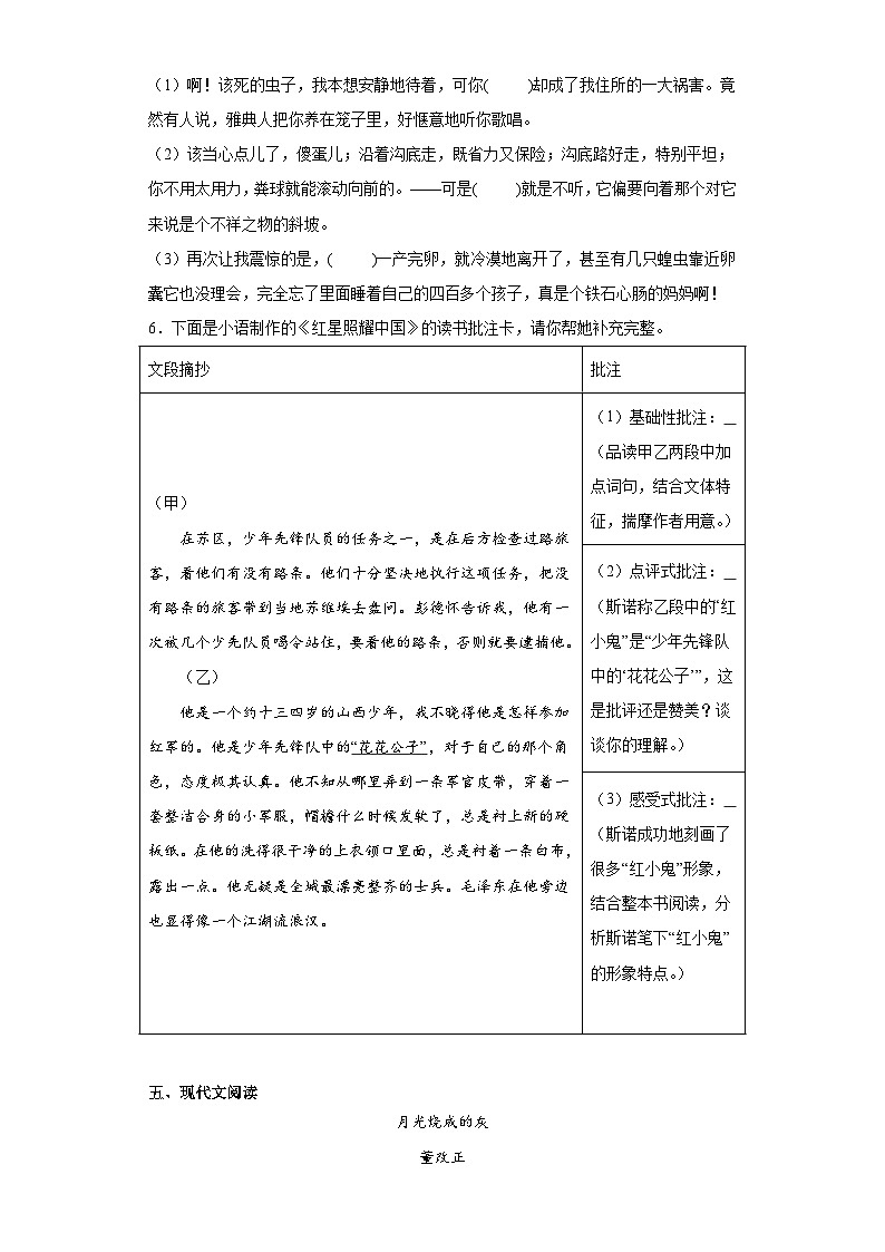 浙江省绍兴市上虞区2022-2023学年八年级上学期期末语文试题（含答案）第3页