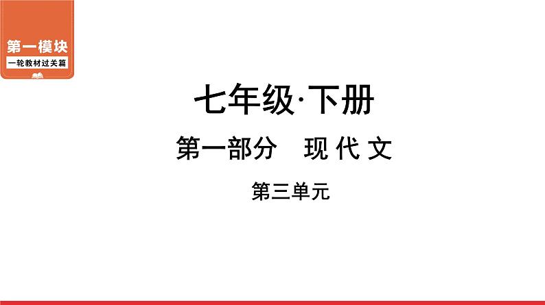 七年级下册第三单元-中考语文第一轮复习课件PPT第1页