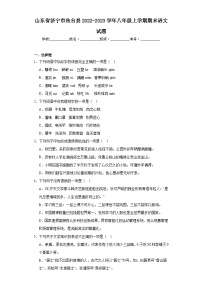 山东省济宁市鱼台县2022-2023学年八年级上学期期末语文试题（含答案）