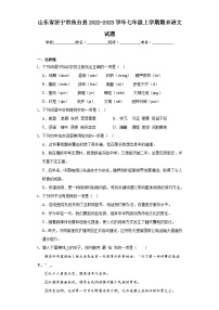 山东省济宁市鱼台县2022-2023学年七年级上学期期末语文试题（含答案）