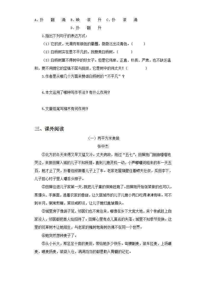 【核心素养目标】人教部编版初中语文八年级上册 《白杨礼赞》第二课时课件+教案+同步分层练习（含答案）03