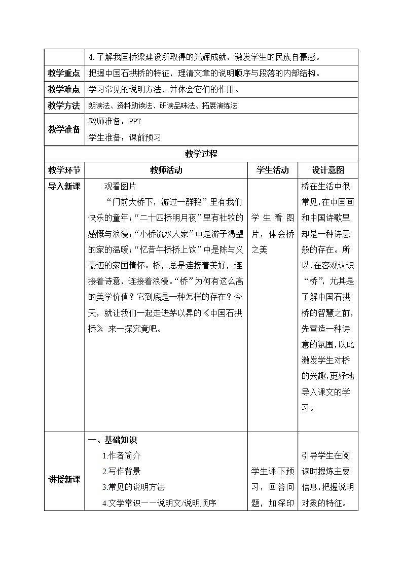 【核心素养目标】人教部编版初中语文八年级上册 《中国石拱桥》第一课时课件+教案+同步分层练习（含答案）02