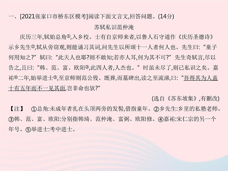 河北专用2023九年级语文上册第三单元中考阅读专训作业课件新人教版03