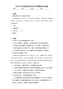 2023年江苏省扬州市仪征市中考模拟语文试题（含解析）