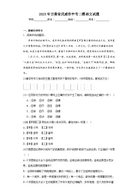 2023年甘肃省武威市中考二模语文试题（含解析）