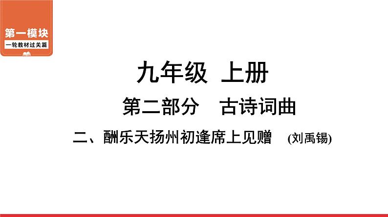 酬乐天扬州初逢席上见赠-中考语文第一轮复习课件PPT第1页