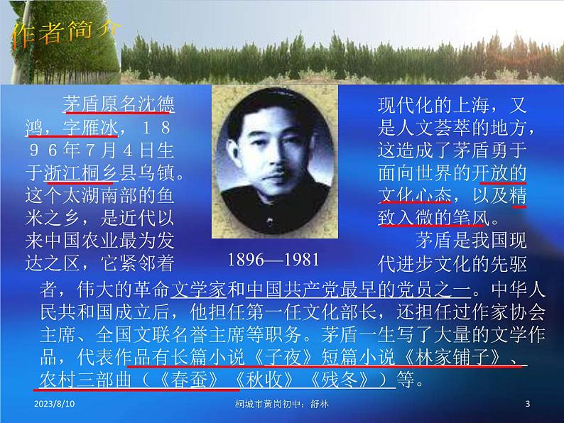 部编版八年级语文上册--15白杨礼赞（精品课件）第3页