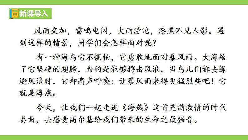 【核心素养】部编版初中语文九下4《海燕》 课件+教案+导学案（师生版）+同步测试（含答案）01