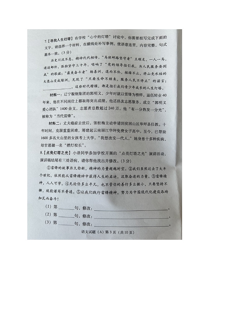 2023年山东省潍坊市中考语文真题第3页