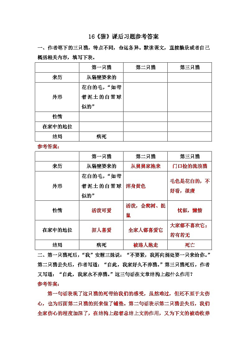 第五单元 16 猫 7语上[课件+教案01