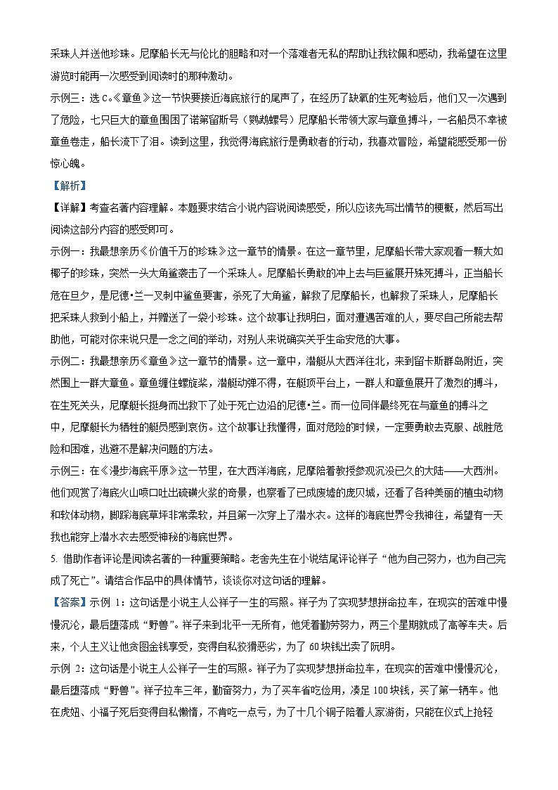浙江省金华市外国语学校2022-2023学年七年级下学期期中语文试题（解析版）第3页