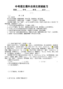 初中语文2024届中考复习课外古诗文阅读练习（共10组，附参考答案和解析）