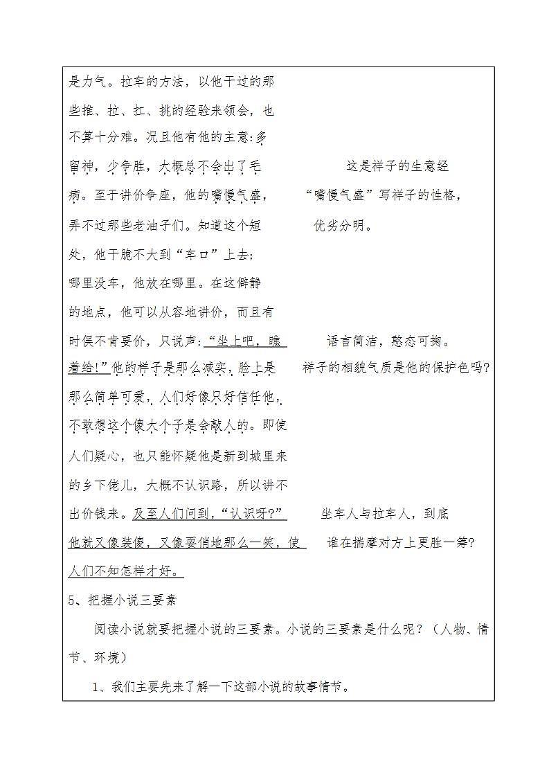 人教部编版语文七年级下册第三单元名著导读《〈骆驼祥子〉：圈点与批注》学案03