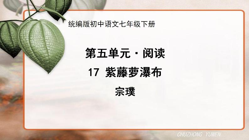 人教部编版语文七年级下册第五单元《紫藤萝瀑布》课件（共2课时）01