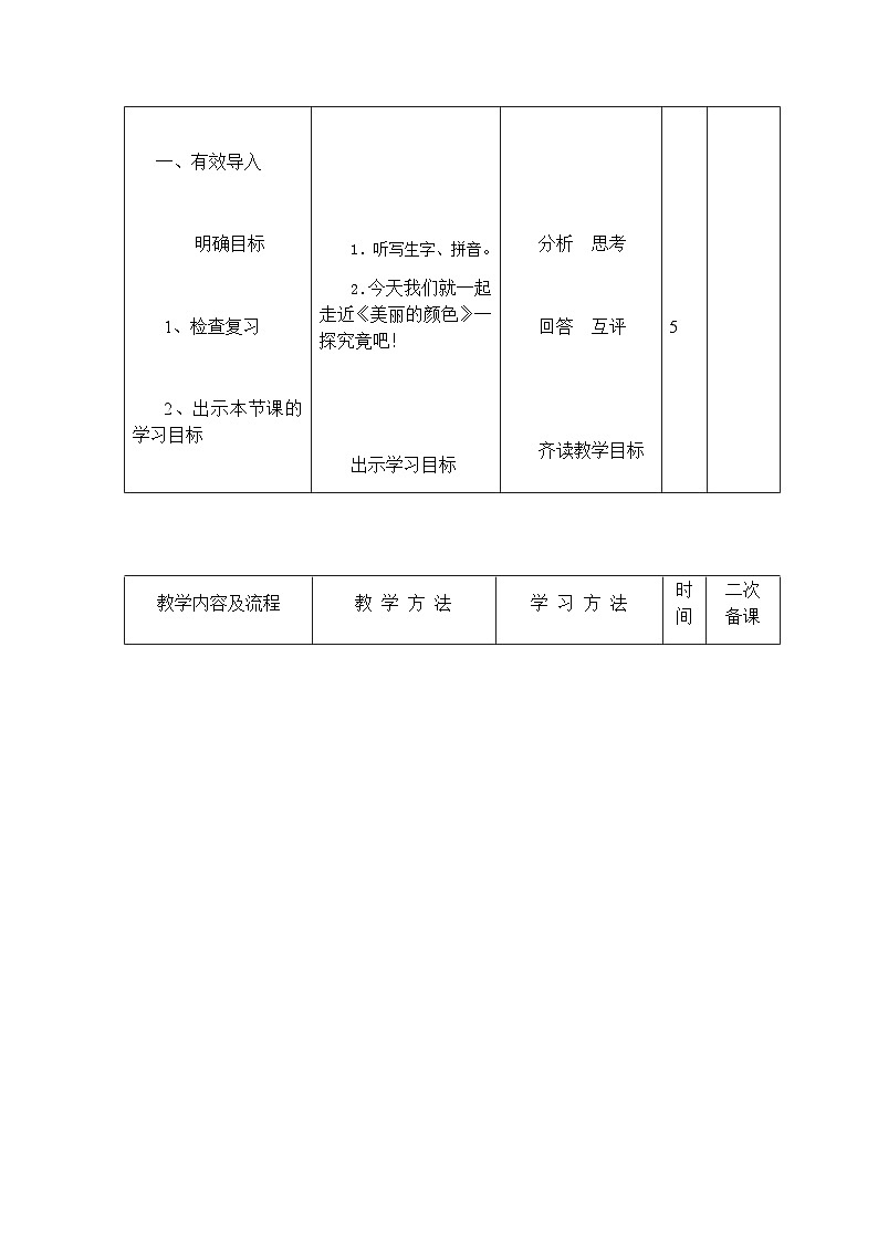 人教部编版（五四制）语文八年级上册 第二单元美丽的颜色教案第2页