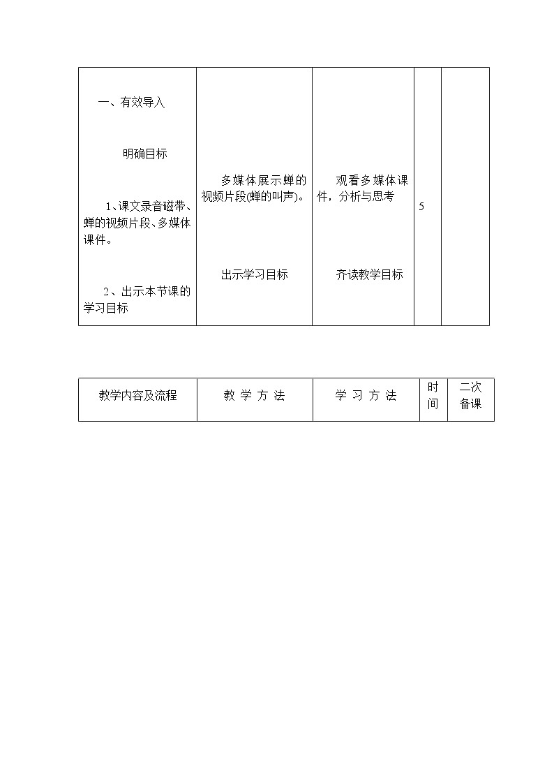 人教部编版（五四学制）语文 八年级上册  第五单元蝉教案第2页