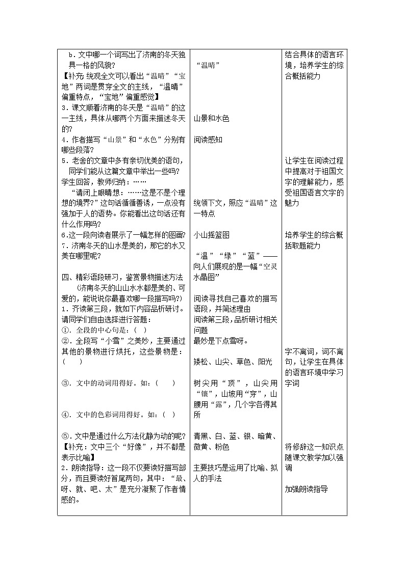 人教部编版（五四学制） 初中语文 七年上册 第12课济南的冬天 试卷02