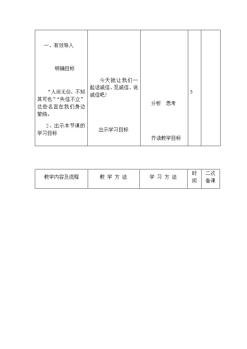 人教统编版（五四学制） 初中语文 八年级上册 第二单元综合性学习人无信不立教案02
