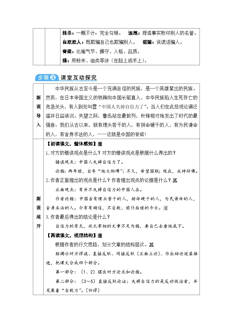 初中语文部编版九年级上册-中国人失掉自信力了吗？ 课件+教案03