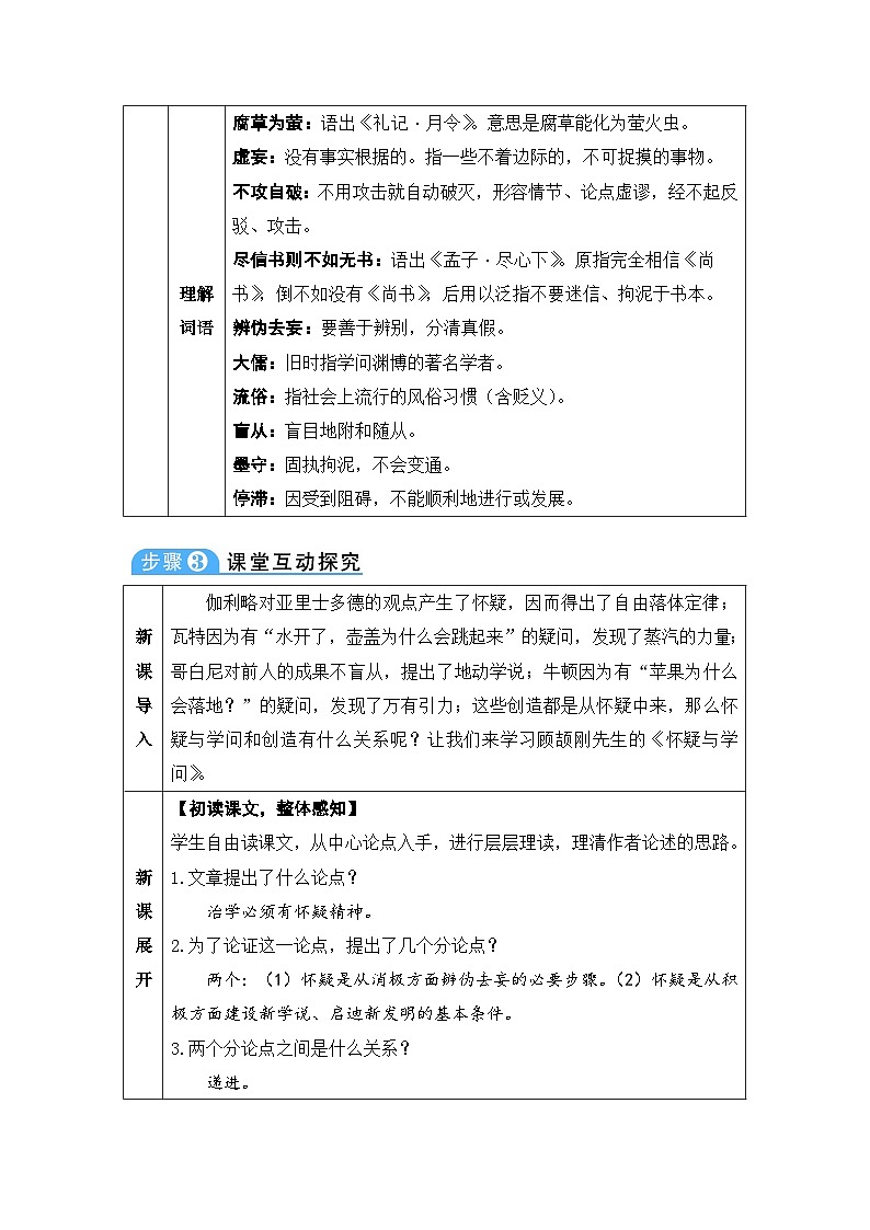初中语文部编版九年级上册-怀疑与学问 课件+教案02