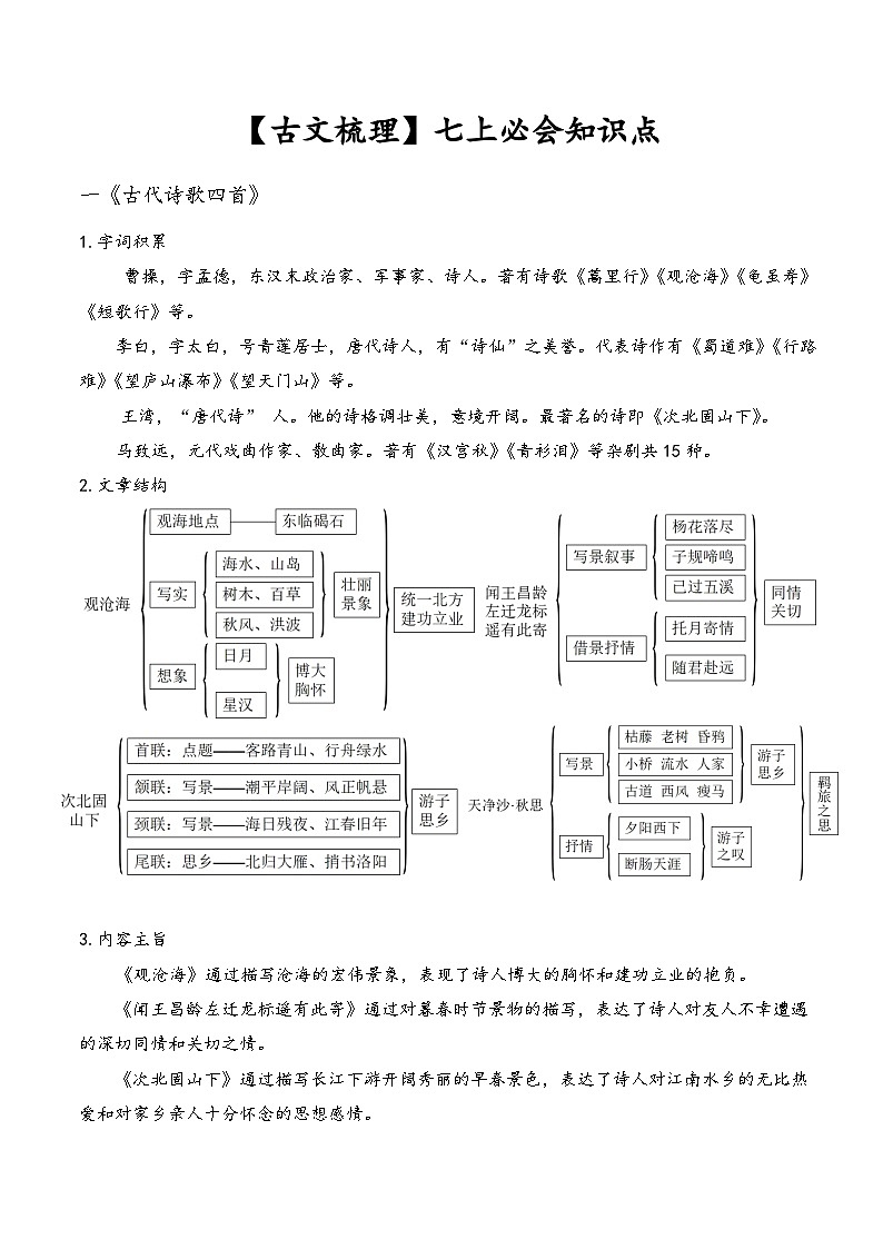 古文知识梳理 部编版语文七年级上册第1页