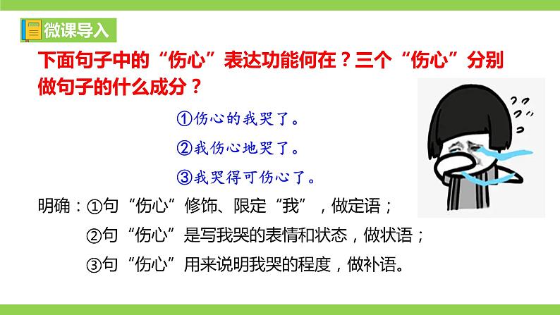 部编教材语法修辞“补白”八上微课《句子的成分》（PPT+任务单）02