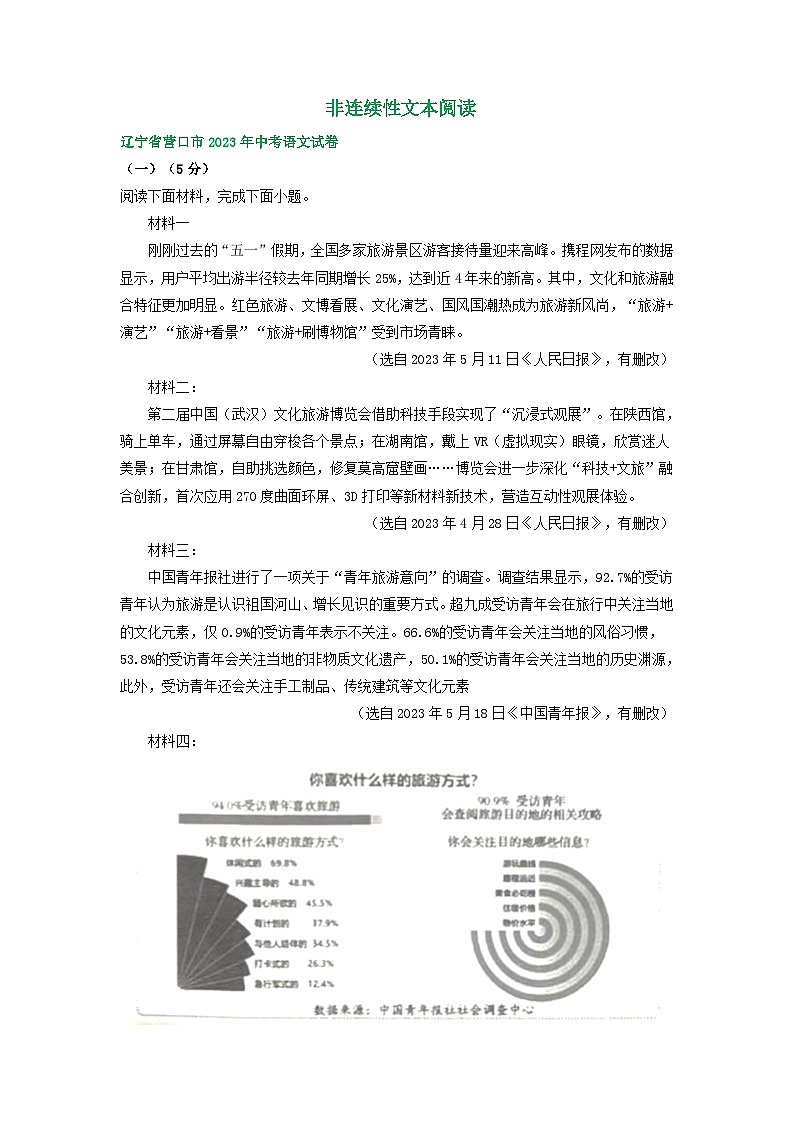 辽宁省营口市三年（2021-2023）中考语文试卷分类汇编：非连续性文本阅读第1页