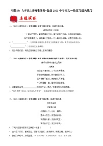 中考语文一轮复习通关练习专题24：九年级上册诗歌鉴赏（含解析）