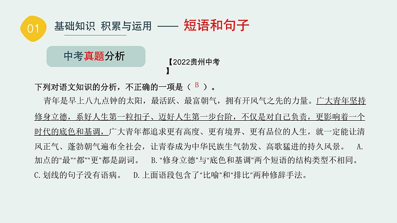 基础知识积累与运用【短语和句子】-中考语文一轮复习课件PPT08