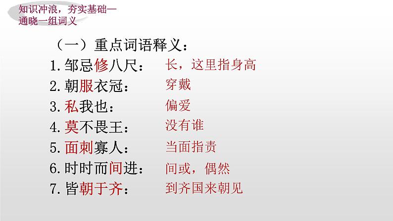 文言文整合复习《唐雎不辱使命》《邹忌讽齐王纳谏》-中考语文一轮复习课件PPT第5页