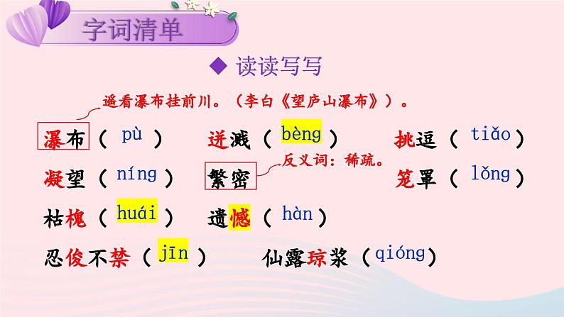 部编七年级语文下册第五单元18紫藤萝瀑布考点精讲课件第6页