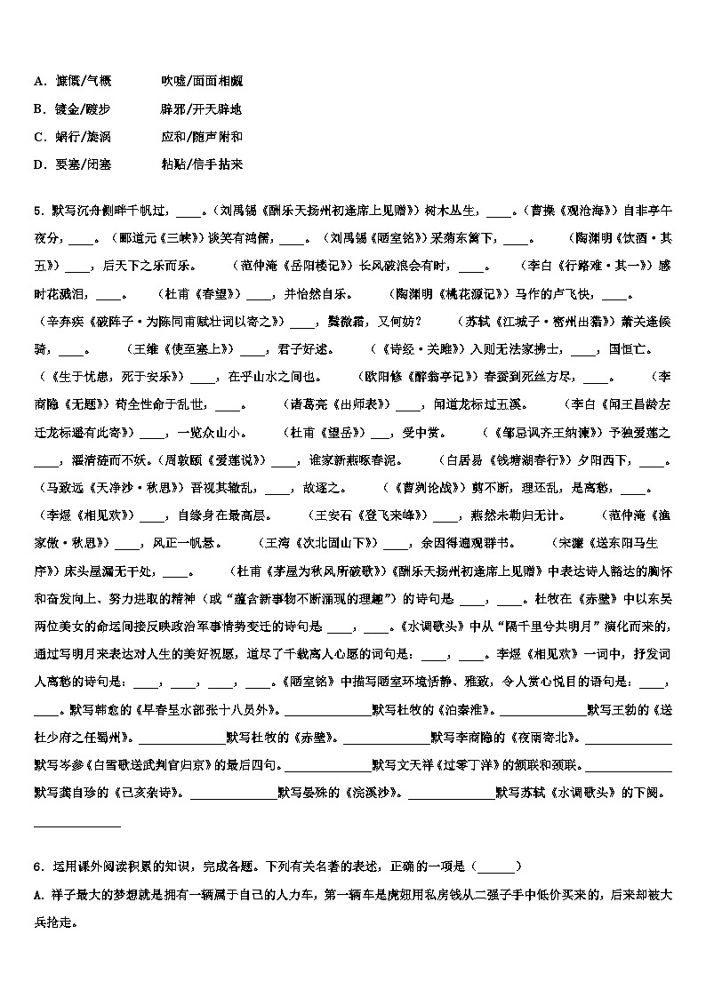 2022-2023学年北京市丰台区名校中考猜题语文试卷含解析第2页