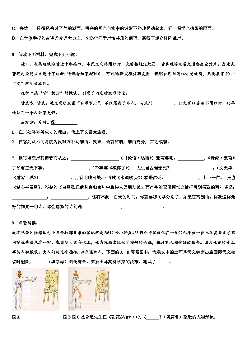 2022-2023学年福建省龙岩市永定县金丰片市级名校中考语文模试卷含解析02
