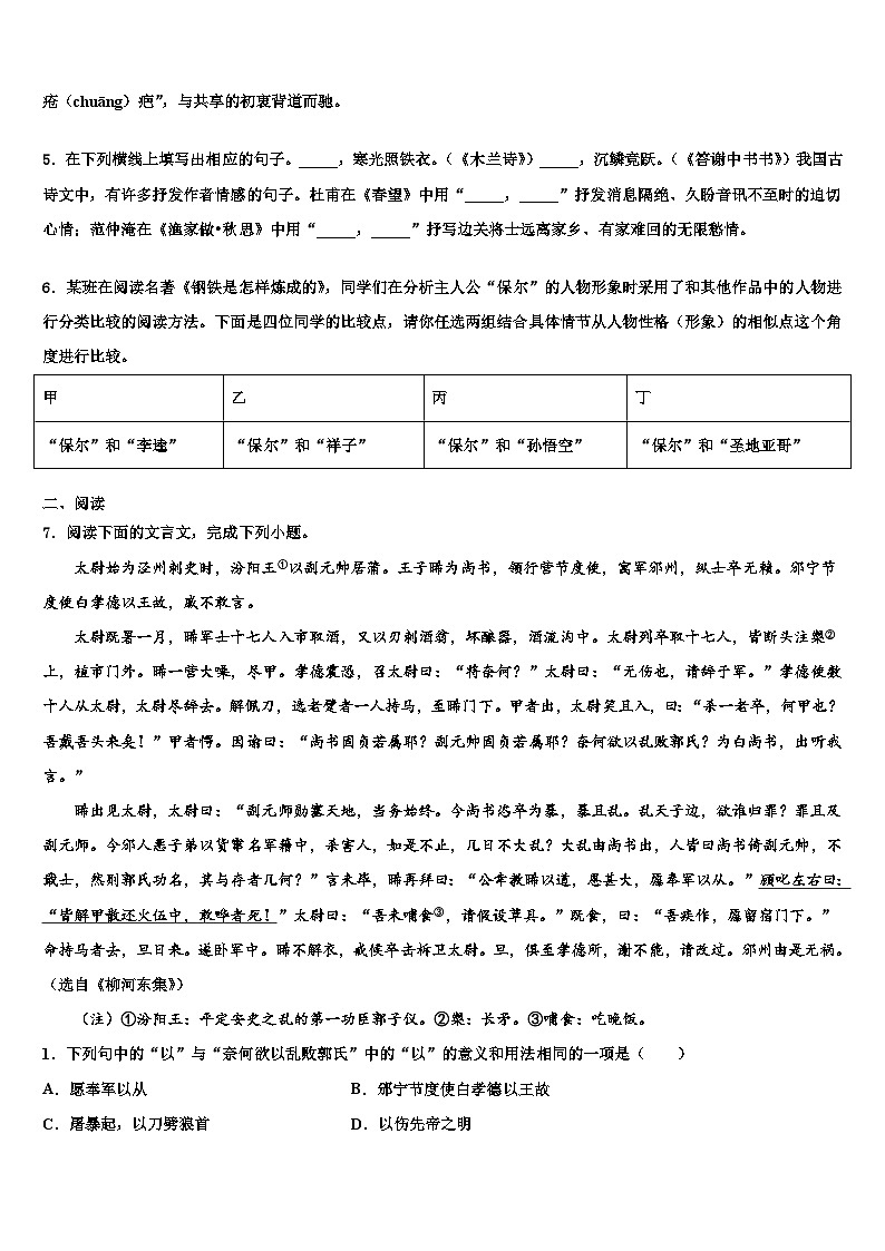 2022-2023学年广东省揭阳市实验中学毕业升学考试模拟卷语文卷含解析第2页