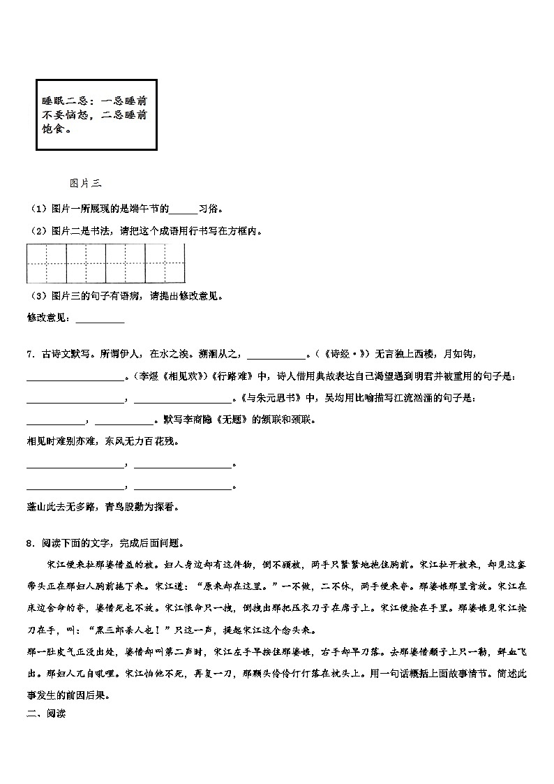 2022-2023学年【首发】广东省深圳市中考语文适应性模拟试题含解析03