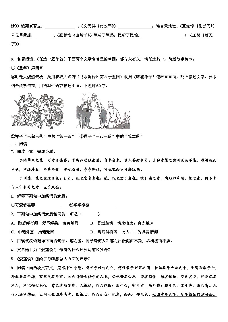 2022-2023学年河北省高阳县联考中考语文考前最后一卷含解析第2页