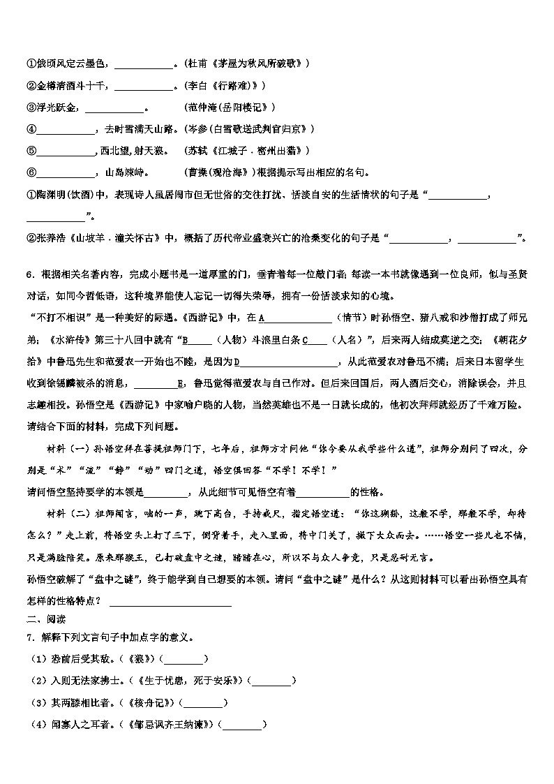 2022-2023学年河南省驻马店市驿城区重点达标名校中考四模语文试题含解析第2页