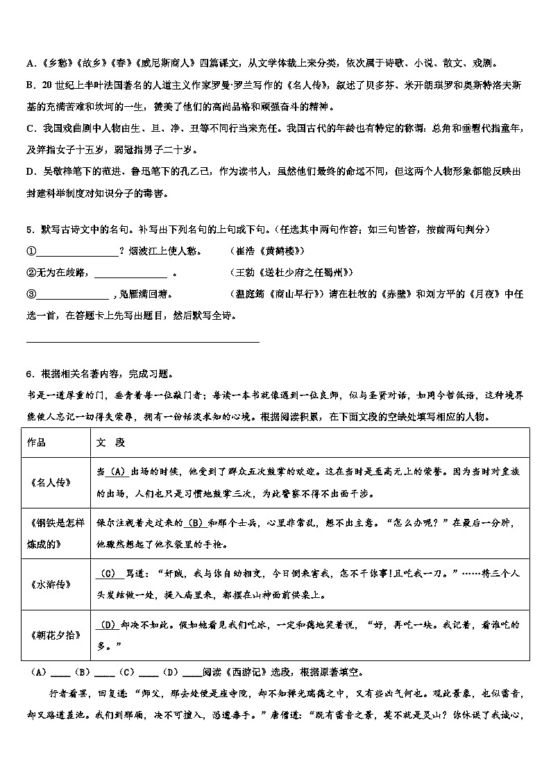 2022-2023学年湖南邵阳市城区中考联考语文试卷含解析02