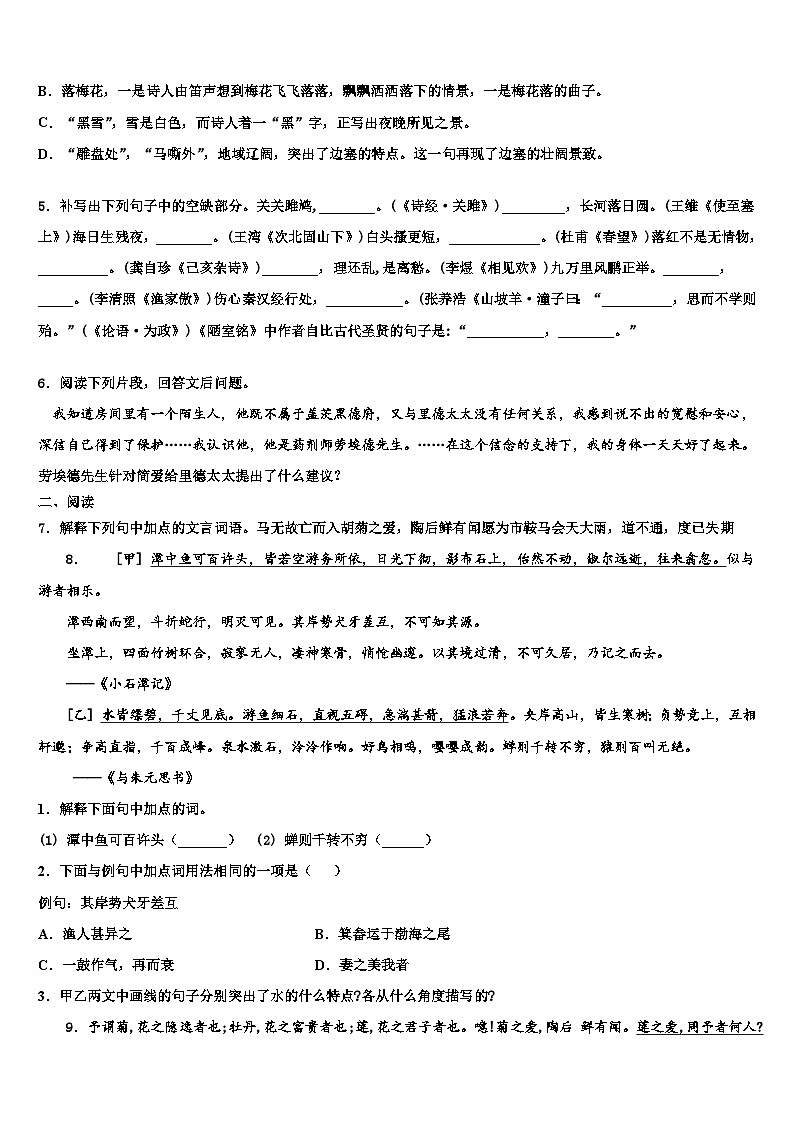 2022-2023学年江苏省镇江市丹徒区、句容区达标名校中考一模语文试题含解析02