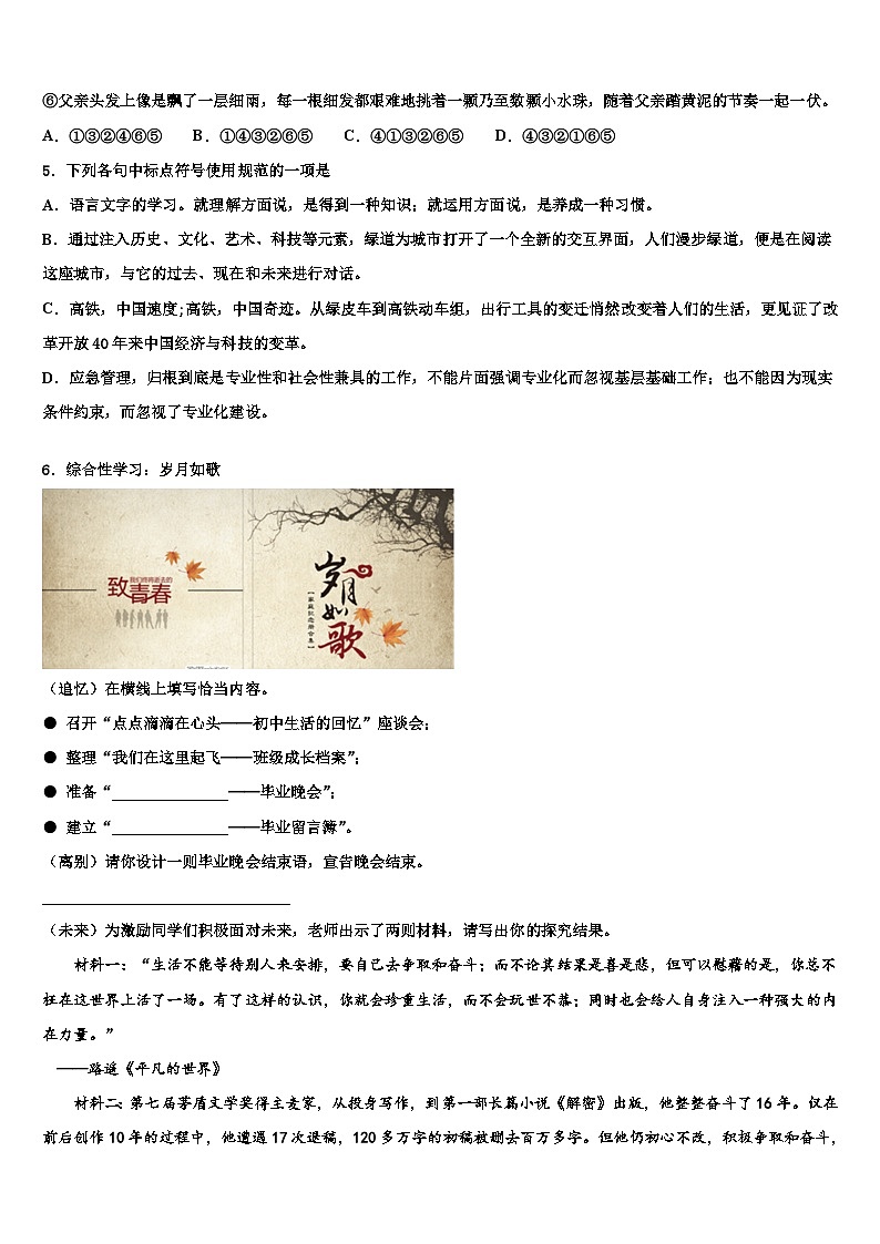 2022-2023学年江西省萍乡市芦溪县中考联考语文试卷含解析02