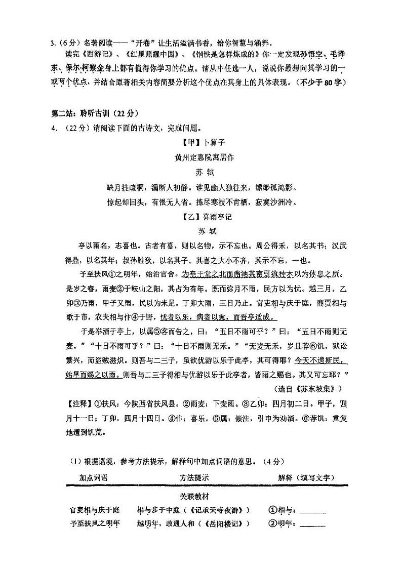 福建省福州立志中学2022-2023学年九年级下学期期中语文试卷02