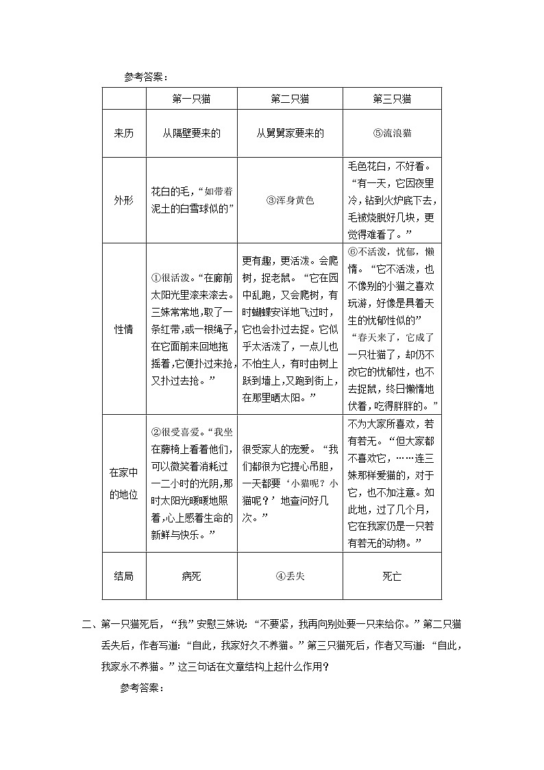 2023七年级语文上册第五单元16猫课后习题新人教版02