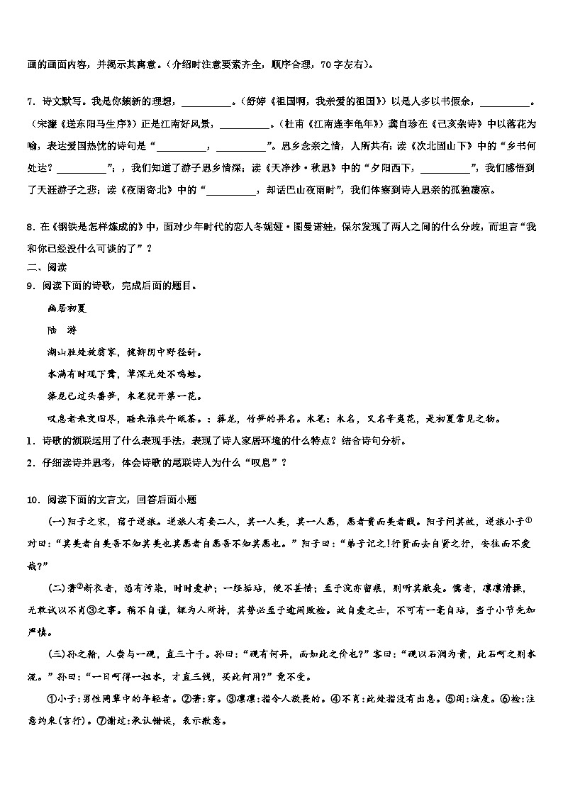 2022-2023学年上海市松江区世泽中学中考联考语文试题含解析03