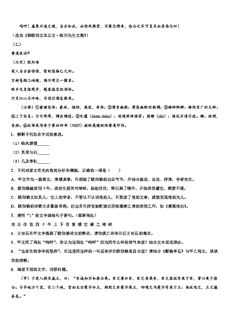 2022-2023学年西藏拉萨市达孜县中学中考适应性考试语文试题含解析第3页