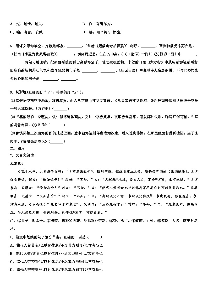 2022-2023学年四川省成都市东辰国际校十校联考最后语文试题含解析02