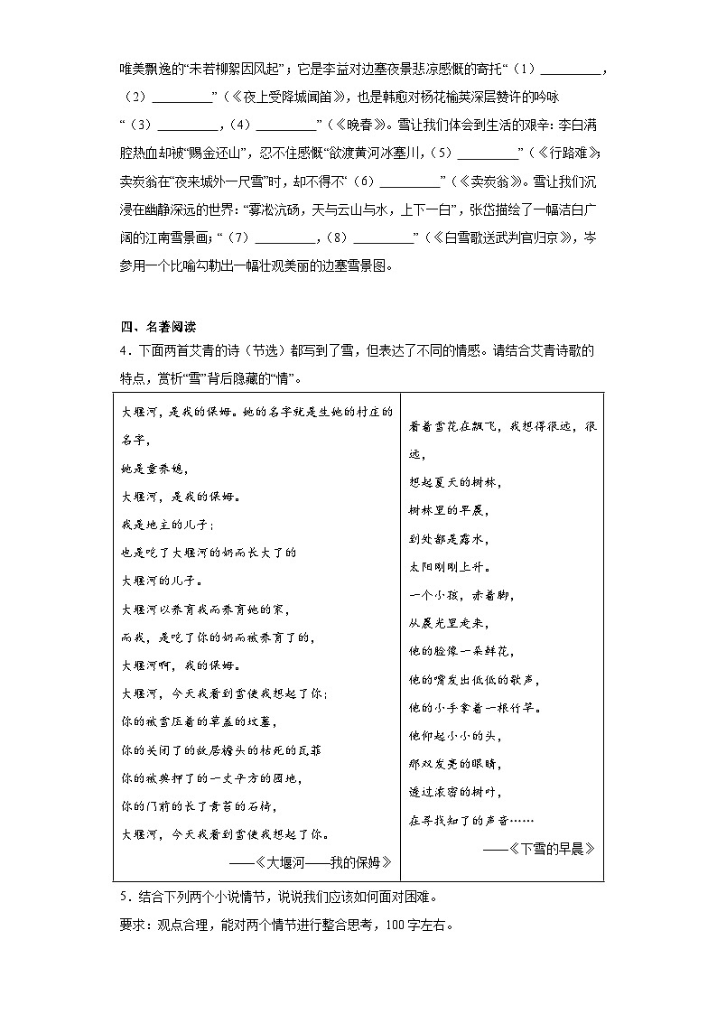 2023年浙江省金华市义乌市中考一模语文试题（含解析）02